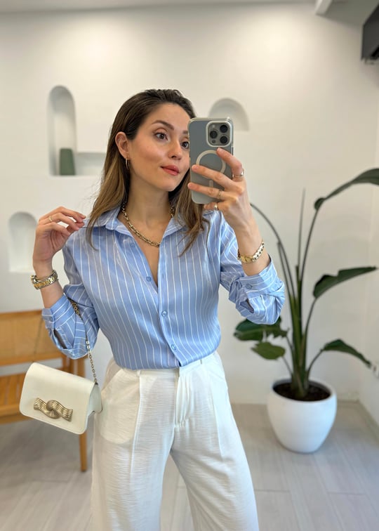 MAVİ-BEYAZ 34285 GÖMLEK 