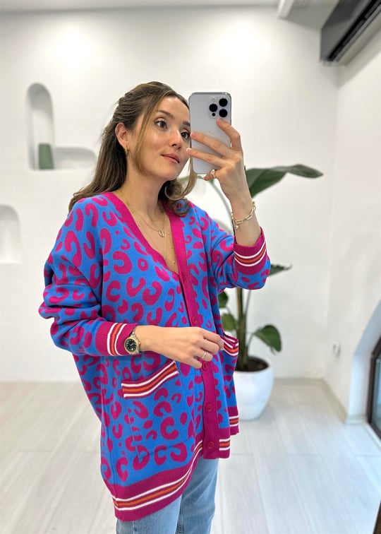 MAVİ-PEMBE 8625 LEOPAR HIRKA 