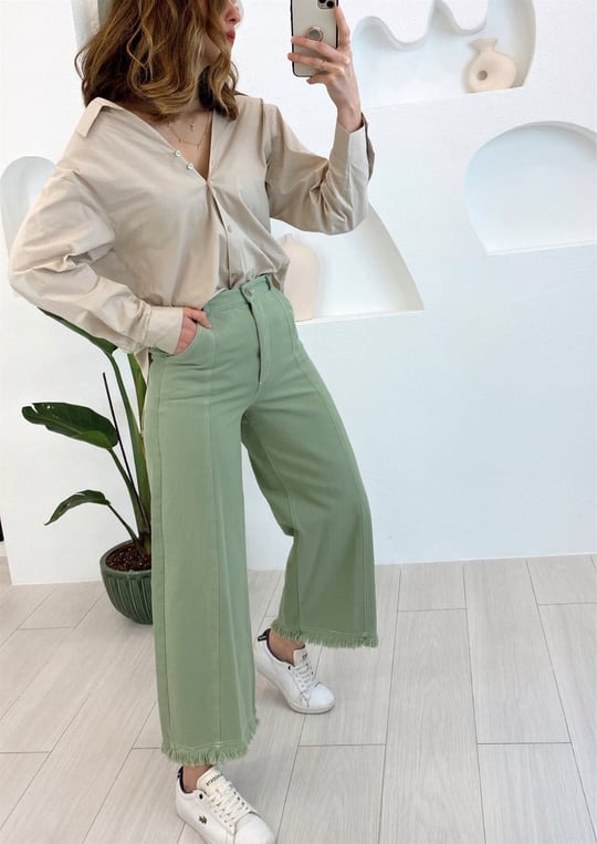 MİNT ÖN VE ARKA ORT. DİKİŞLİ PÜSKÜLLÜ PANT