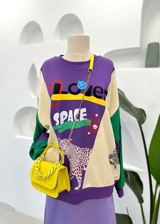 MOR MATCHLİ BASKILI SWEAT 