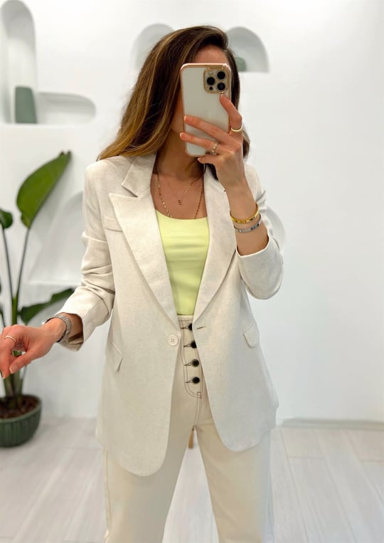 NATUR BLAZER KETEN CEKET 