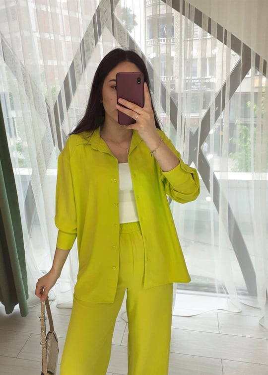 NEON YEŞİL 1392 GÖMLEK TAKIM 