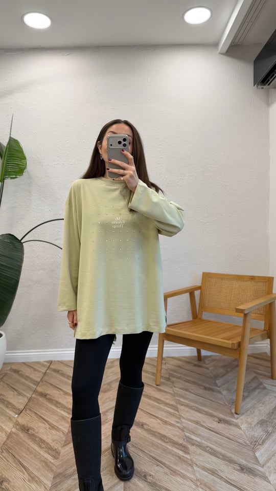OLİVE 3112 TAŞ DETAY SWEATSHİRT