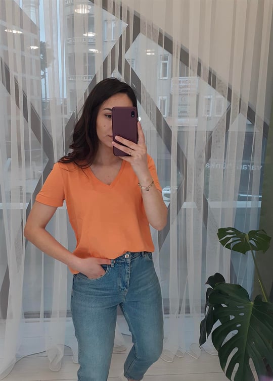 ORANGE  V YAKA TSHİRT 