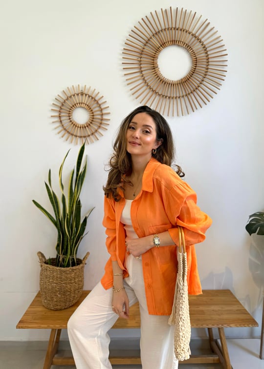 ORANJ 4612 OMZU DÜŞÜK OVERSİZE GÖMLEK
