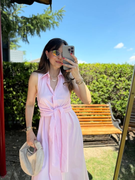 PEMBE 0012 BEL BAĞLAMALI ELBİSE 