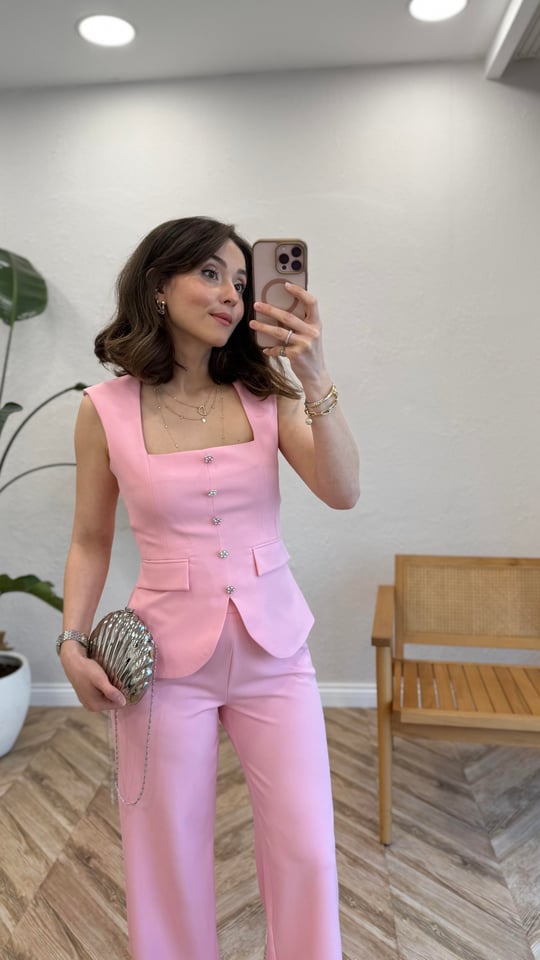 PEMBE 0252 YELEK PANTOLON TAKIM 