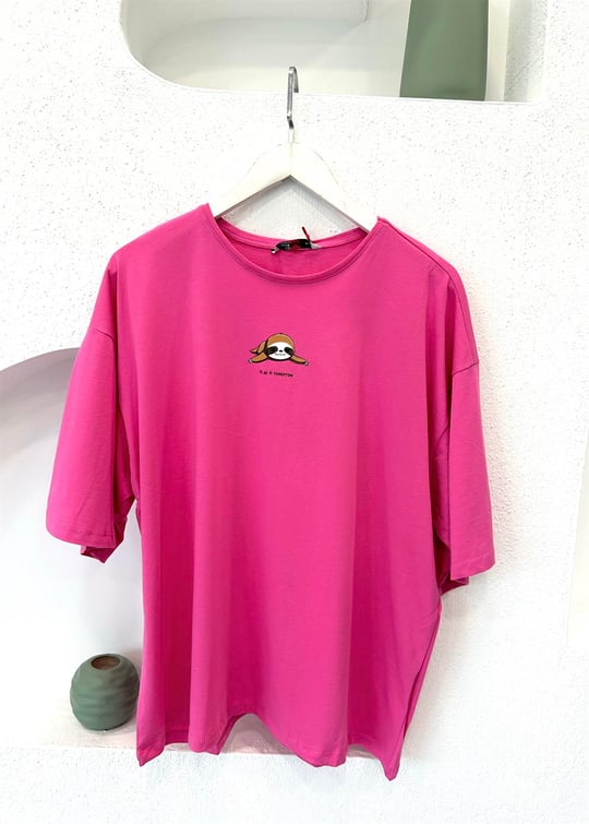 PEMBE 0289 TEMBEL HAYVAN BASKI TSHİRT 