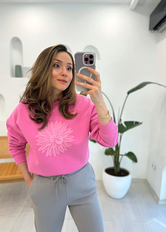 PEMBE 1015 NAKIŞLI SWEAT 