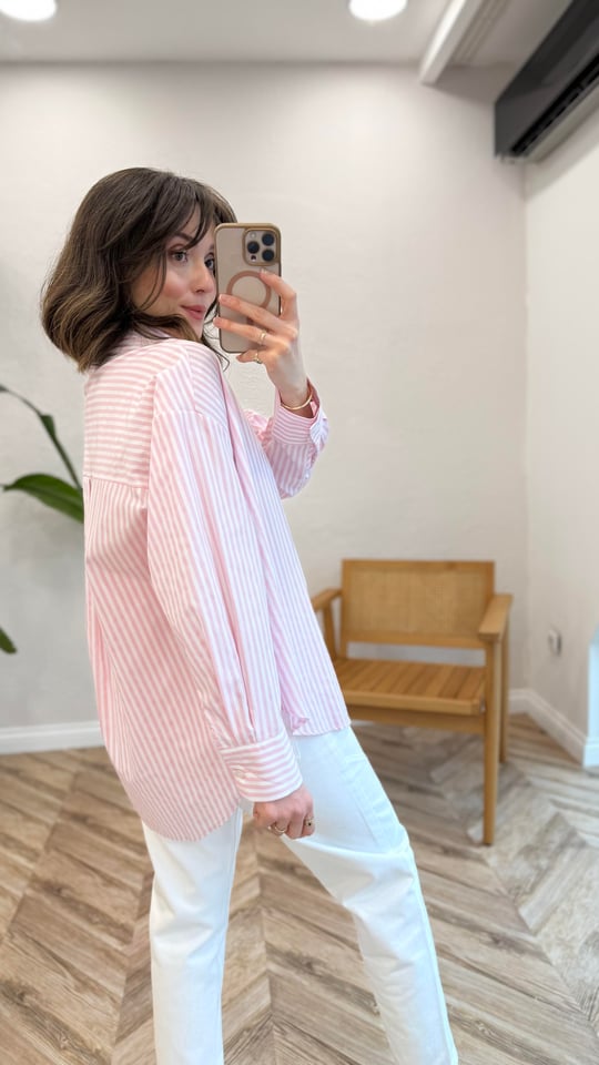PEMBE 2443 ÇİZGİLİ GÖMLEK