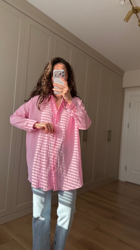 PEMBE 2490 DESENLİ GÖMLEK 
