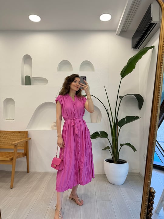 PEMBE 3199 ELBİSE