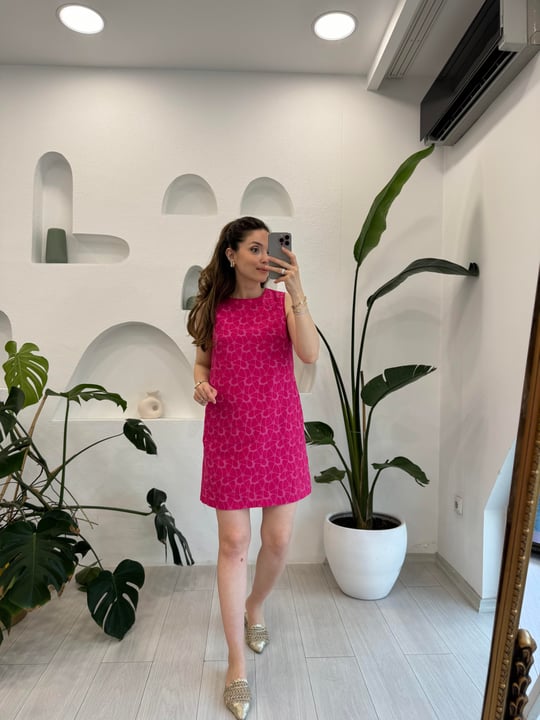 PEMBE 34794 FİSTOLU ELBİSE 
