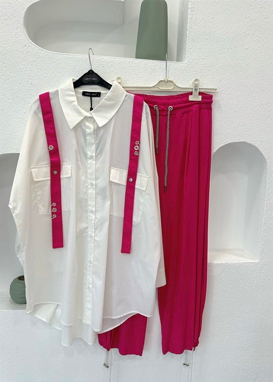 PEMBE 3967 POPLİN GÖMLEK BAMBU TAKIM