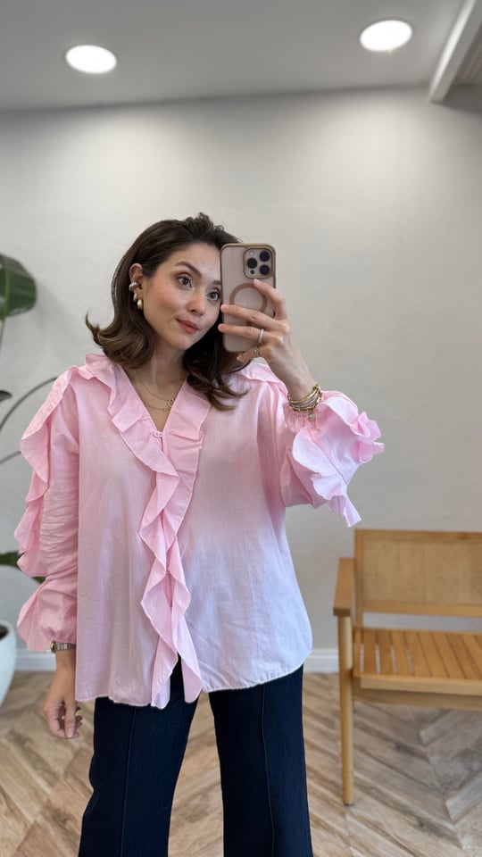 PEMBE 4091 PİLELİ GÖMLEK