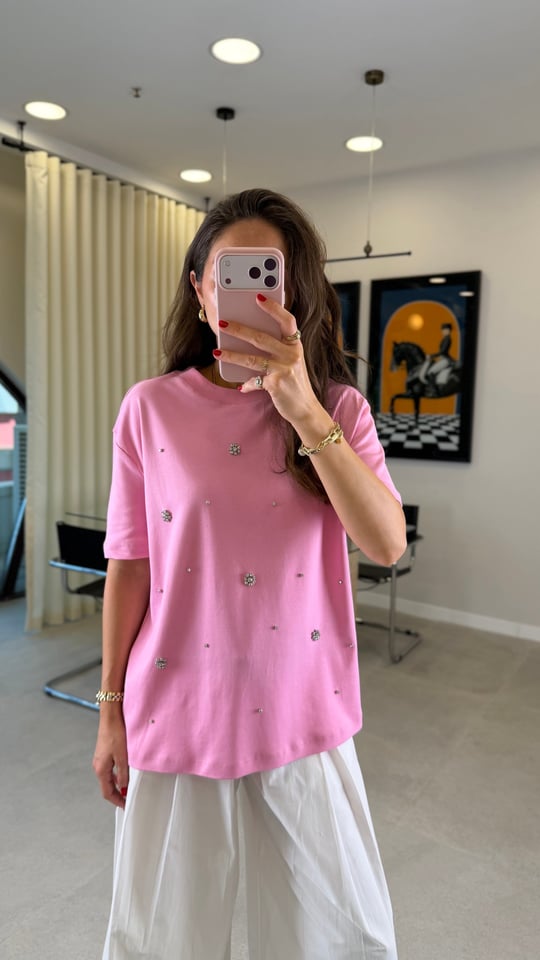 PEMBE 6051 TAŞLI TİŞÖRT 