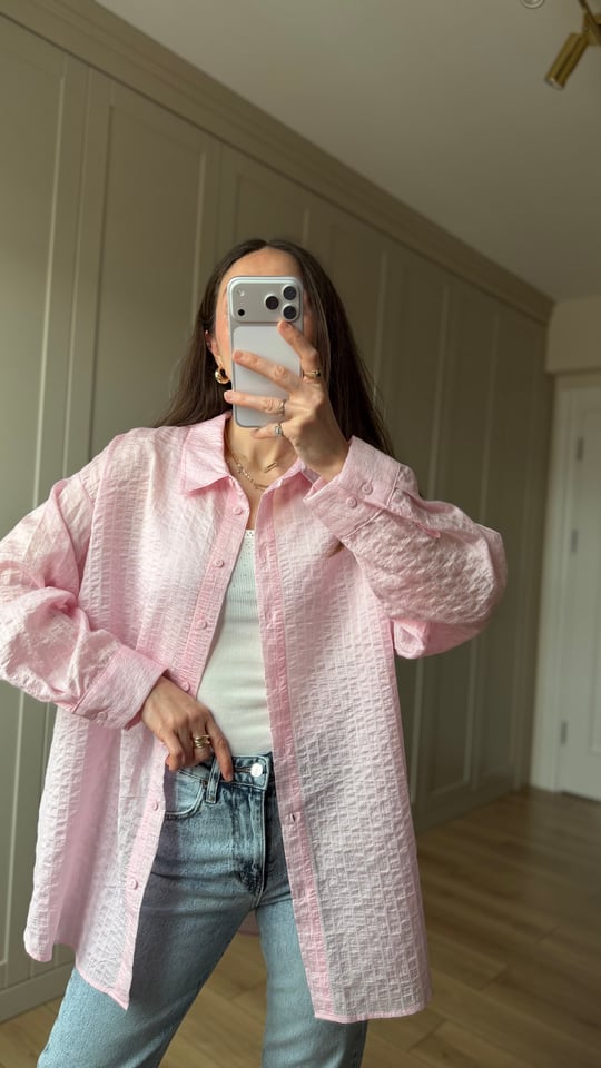 PEMBE 6987 ÇİZGİLİ GÖMLEK  