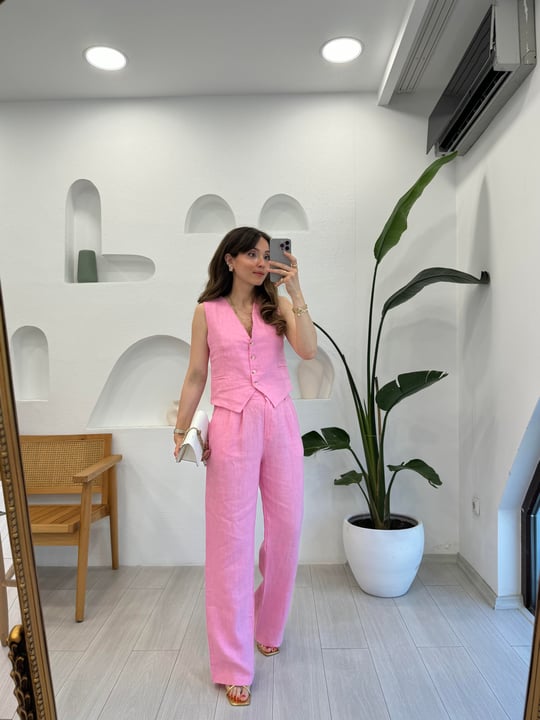 PEMBE 7156 YELEK PANTOLON TAKIM 