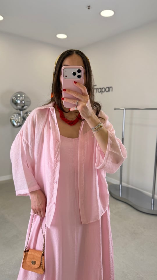 PEMBE 7369 TENSEL GÖMLEK 