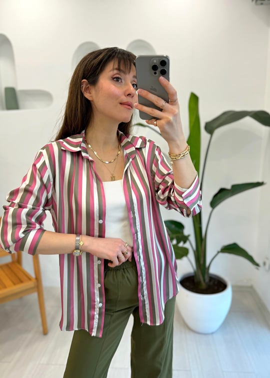 PEMBE 7508 SATEN GÖMLEK 