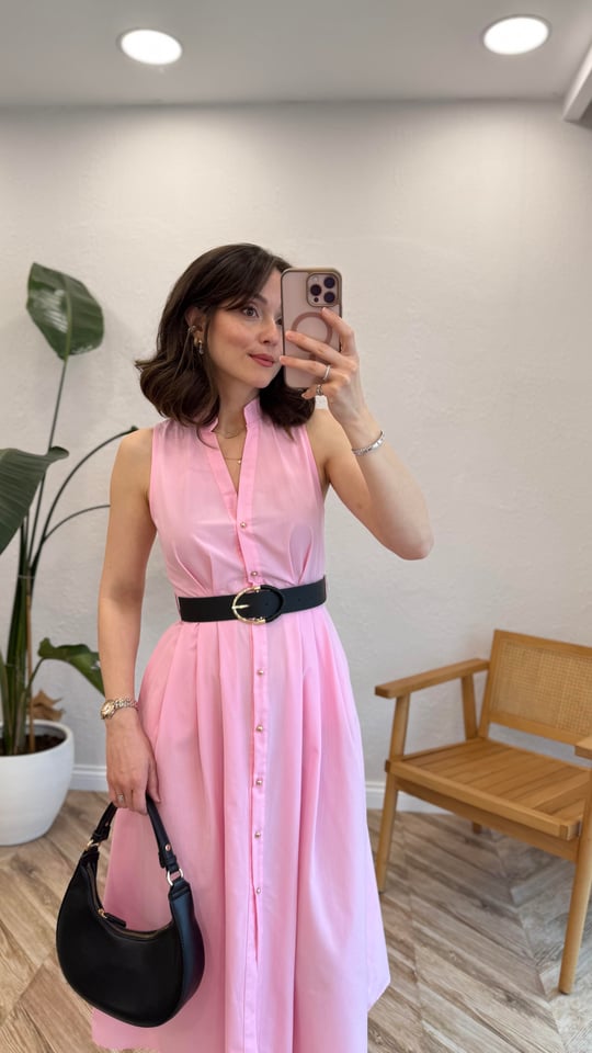 PEMBE 8211 POPLİN ELBİSE 