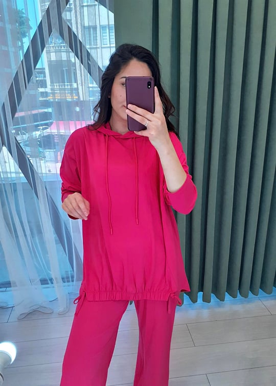 PEMBE KESİK DETAY TAKIM
