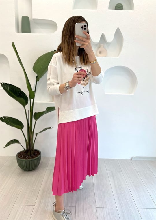 PEMBE KONTRAST BASKILI ETEKLİ TAKIM