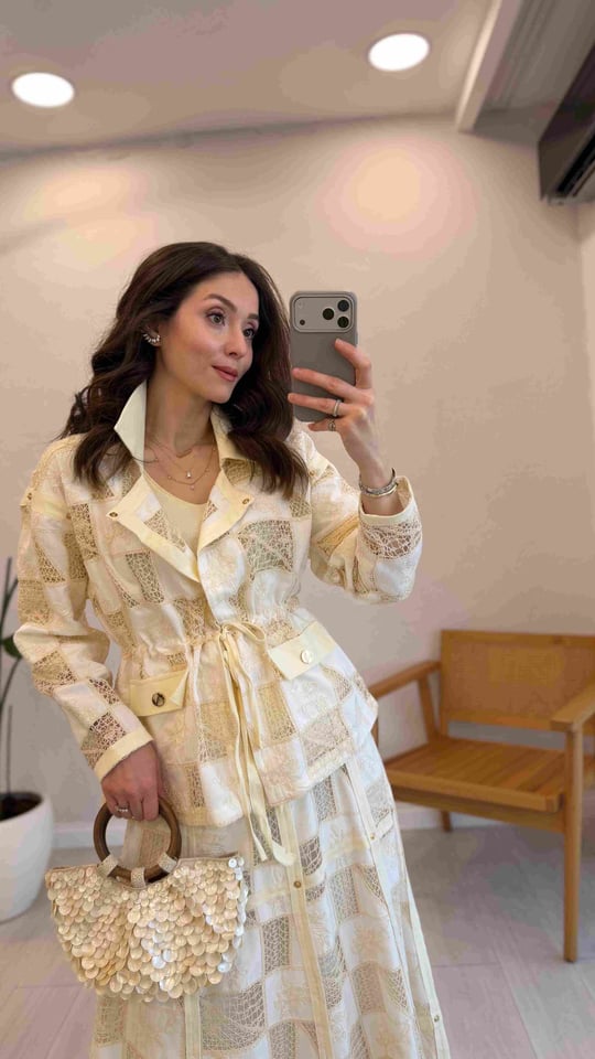 SARI 6854 BELDEN BAĞLAMALI CEKET 