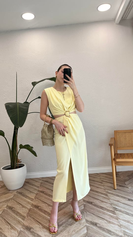 SARI 8190 GOLD TOKALI ELBİSE
