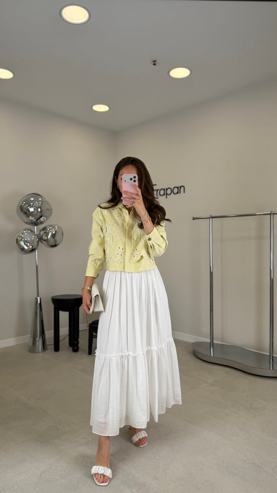 SARI 8663 ÇİÇEKLİ ETEK TAKIM 