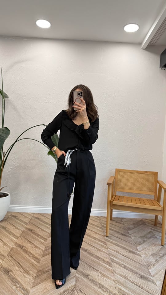 SİYAH 0522 KEMERLİ PANTOLON