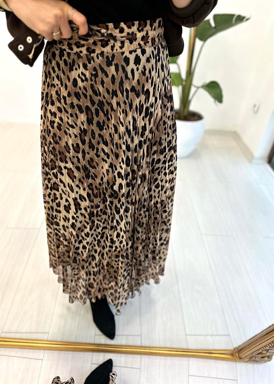SİYAH 0971 LEOPAR DESEN ETEK 