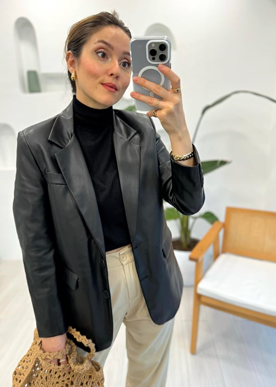 SİYAH 1135 DERİ BLAZER CEKET