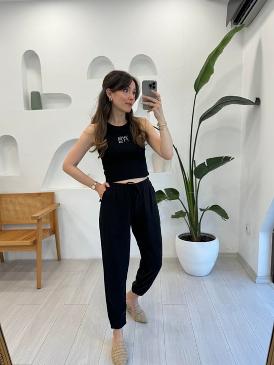 SİYAH 1662 TENCEL PANTOLON 