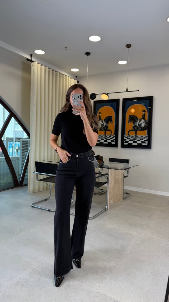 SİYAH 2607 ZIMBALI DENİM PANTOLON SİYAH