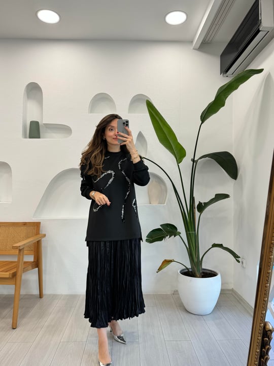 SİYAH 2686 PUL DETAY SWEAT 