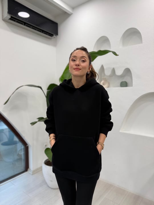 SİYAH 32109 KAPÜŞONLU SWEATSHİRT