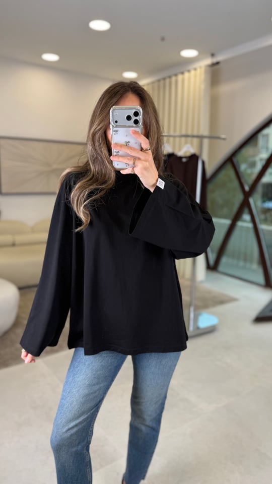 SİYAH 3599 BİSİKLET YAKA SWEAT 
