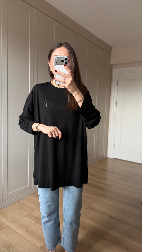 SİYAH 6463 BASKILI TİŞÖRT