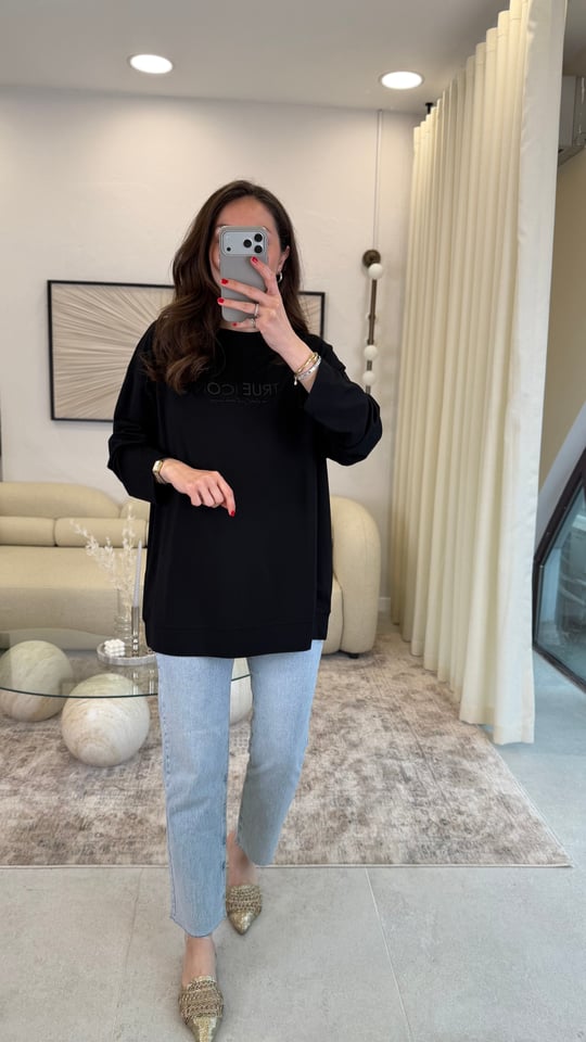 SİYAH 7523 BASKILI SWEATSHİRT 