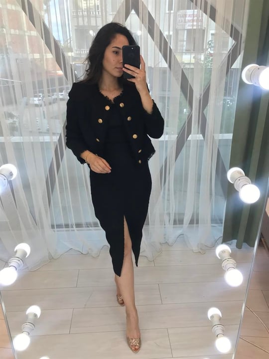 SİYAH 9272 CHANEL CEKETLİ TAKIM 