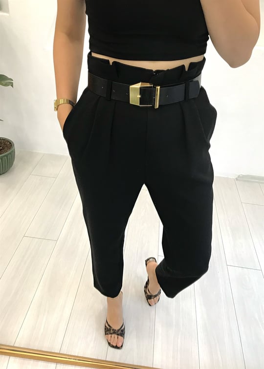 SİYAH KEMERLİ PANTOLON