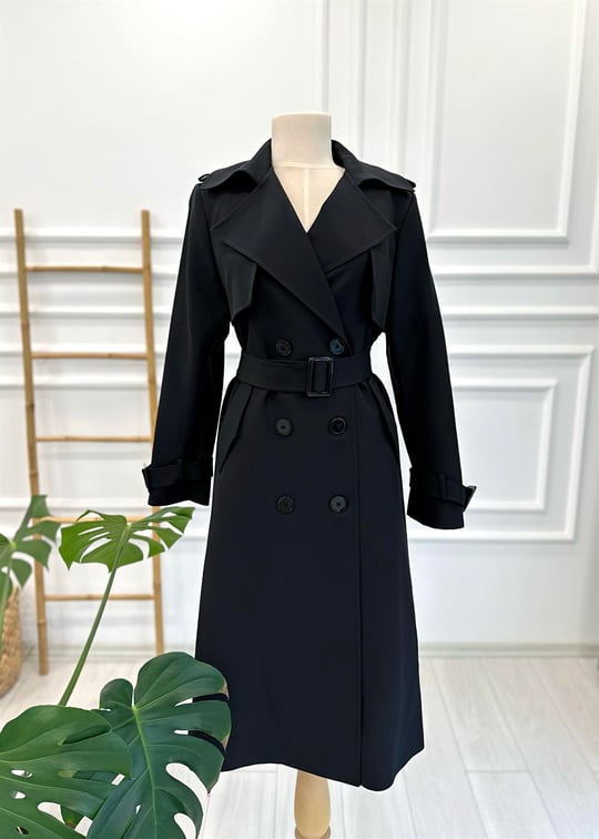 SİYAH LADY STREET TRENÇKOT 