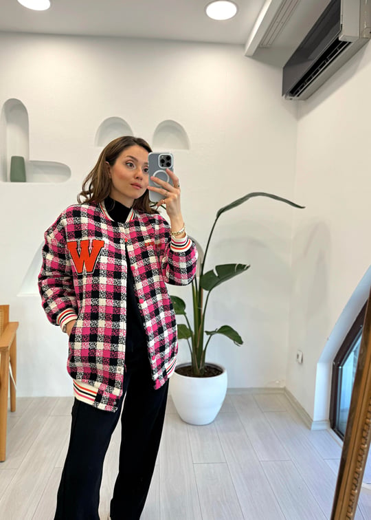 SİYAH-PEMBE 29891 EKOSE BOMBER CEKET