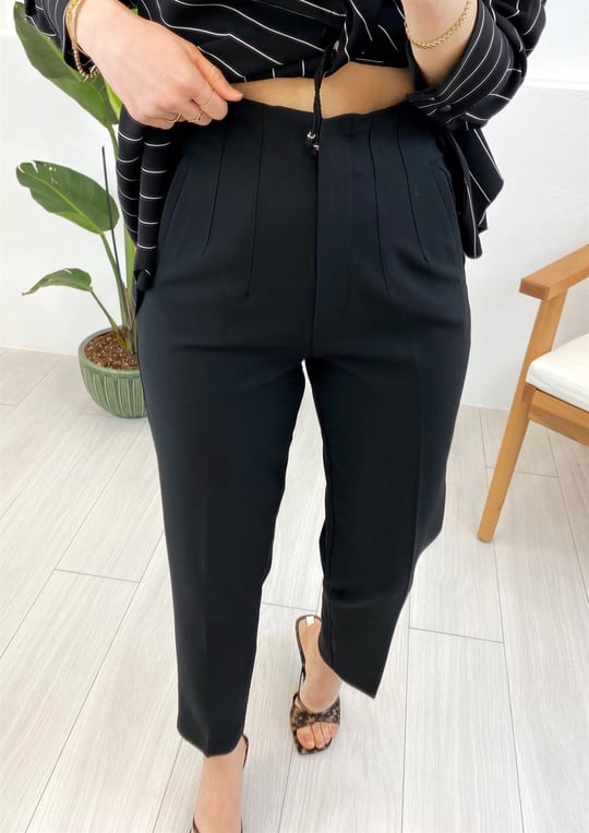 SİYAH PENS DETAYLI PANTOLON 