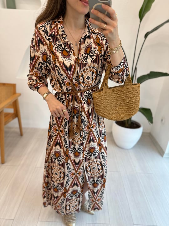 TABA 32039 DESENLİ GÖMLEK ELBİSE
