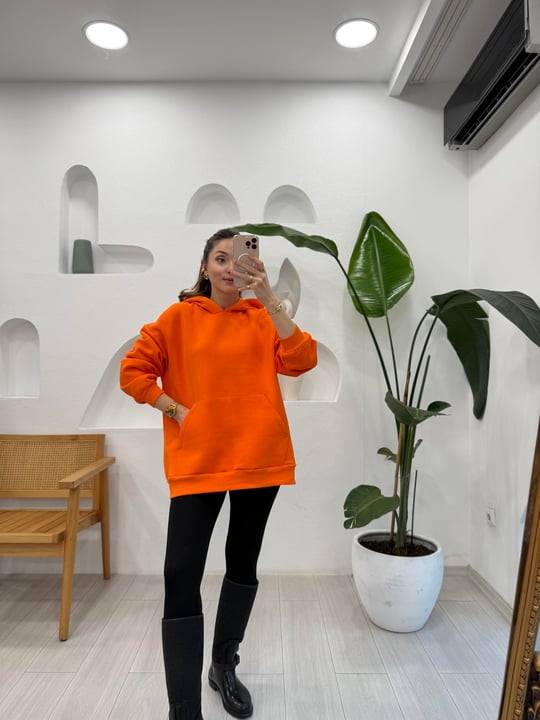 TURUNCU 32109 KAPÜŞONLU SWEATSHİRT