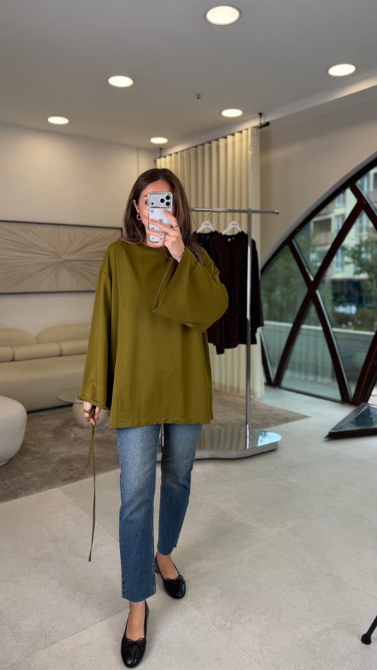 YAĞ YEŞİL 3550 BEL BAĞLAMLI TUNİK 