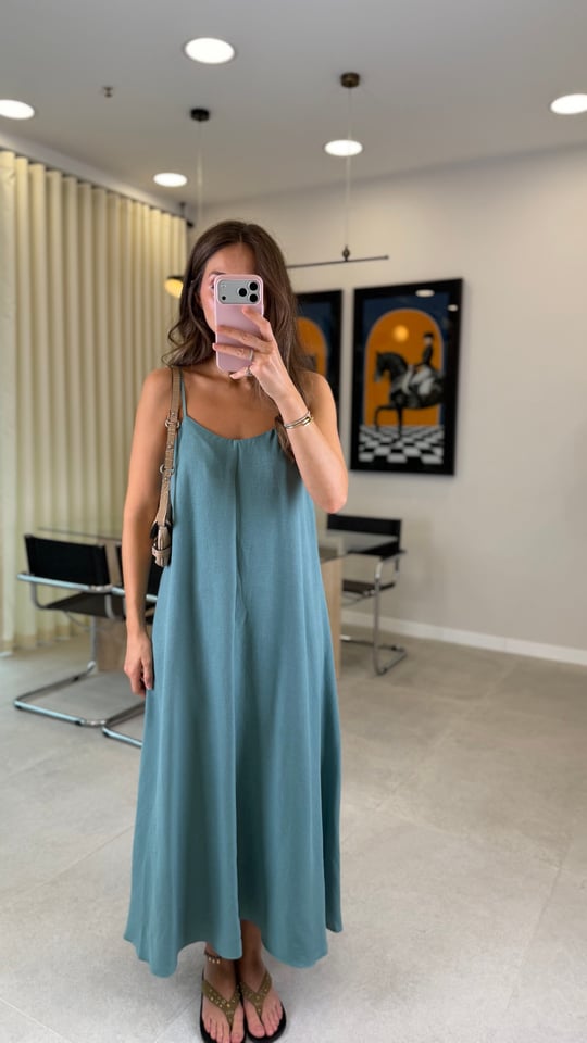 YEŞİL 2975 ASKILI ELBİSE