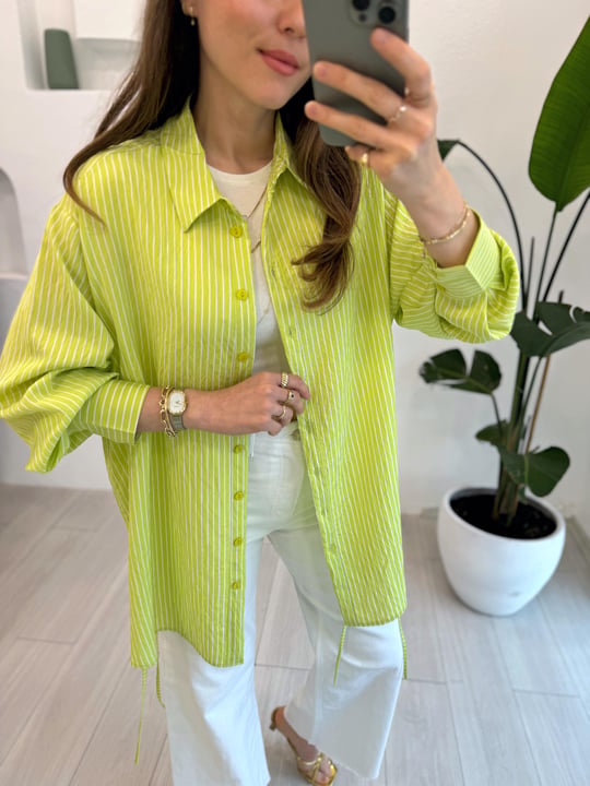 YEŞİL 8969 ÇİZGİLİ GÖMLEK